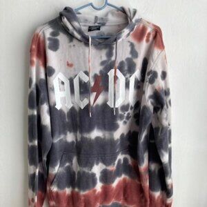 AC⚡️DC Men’s Tie Dyed Hooded Pullover Sweatshirt Medium 38/40 Lg Sleeves